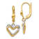 14k Yellow Gold and 14k White Gold Double Heart Dangle Earrings