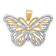 14K Two-tone Gold  Textured Butterfly Pendant