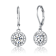 CZ Halo Drop Earrings In White Rhodium Over Brass