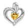 Rhodium Over 10k White Gold 0.99 ctw Citrine and Accent Diamond Heart Pendant