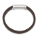 Brown Leather and Stainless Steel Rose IP-plated 7-inch Bracelet