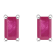 5x3mm Emerald Cut Ruby 14k White Gold Stud Earrings
