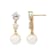 8-8.5mm Round White Freshwater Pearl with Aquamarine and Diamond 14K
Yellow Gold Drop Earrings