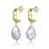 Pear Shape Pearl Drop Earrings In 14K Gold Over Sterling Silver