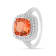Peach Orange Lab Created Padparadscha Sapphire Rhodium Over Sterling
Silver Cushion Cut Ring