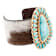 Barse Jewelry Composite Turquoise and Cowhide Gold Tone Cowgirl Up Cuff Bracelet