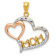 14K Tri-color Gold Diamond-Cut MOM in Heart with Heart Pendant