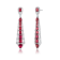 Red Cubic Zirconia, Rhodium Over Sterling Silver Ladder Style Dangle Earrings