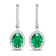 2.0ctw 14K White Gold  Zambian Green Emerald and White Diamond Halo Earrings