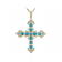 Turquoise Filigree Cross Pendant Necklace In 18K Gold Over Sterling Silver