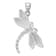 Rhodium Over Sterling Silver Polished and Textured Dragonfly Pendant