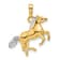 14K Yellow Gold with White Rhodium Diamond-cut 3D Horse Pendant