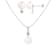 8-8½mm Button White Freshwater Pearl and CZ Rhodium Over Sterling
Earring and Pendant W/Chain Set