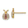 14K Yellow Gold Clear and Red Cubic Zirconia Lady Bug Post Earrings