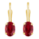 6x4mm Oval Lab Created Ruby 10k Yellow Gold Drop Earrings