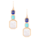 Barse Mother-Of-Pearl, Lapis Lazuli And Turquoise Drop Earrings In Bronze