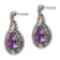Sterling Silver Antiqued with 14K Accent Diamond and Amethyst Earrings