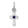 Rhodium Over Sterling Silver Child's September Blue Preciosca Crystal
Cross Pendant