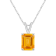 10x8mm Emerald Cut Citrine 14k White Gold Pendant With Chain