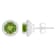 6mm Round Peridot 1/5 ctw Diamond Rhodium Over Sterling Silver Halo Stud Earrings
