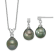 Rhodium Over Sterling Silver Polished Necklace and Earring Set with
Tahitian Pearls and CZ.
