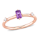 Amethyst and White Topaz 10K Rose Gold Stackable Ring 0.44ctw