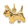 14k Yellow Gold Textured Ruby Eye Scottie Dog Charm