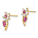 14k Yellow Gold Children's Clear and Red Cubic Zirconia Flower Stud Earrings