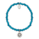 Stainless Steel Polished Lotus Blue Jade Beaded Stretch Bracelet