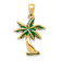 14k Yellow Gold Green Enameled Palm Tree Pendant