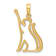 14k Yellow Gold Polished Cat Reaching Pendant