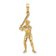 14k Yellow Gold 3D Textured Baseball Player with Bat Charm
