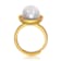 Pear Shape Freshwater Pearl Adjustable Ring In 14K Gold Over Sterling Silver
