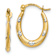 14k Two-tone 11/16" Textured Oval with Hearts Hoop Earrings