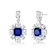 Sapphire Color CZ Square Drop Earrings In White Rhodium Over Brass