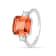 Peach Orange Lab Created Padparadscha Sapphire Rhodium Over Sterling
Silver Three Stone Octagon Ring
