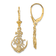 14k Yellow Gold Textured Anchor and Wheel Dangle Earrings