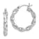 Rhodium Over Sterling Silver Twisted 3.5x25mm Hoop Earrings