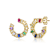 Multi-Color CZ Front-Facing C-Hoop Earrings In 14K Gold Over Sterling Silver