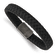 Black Leather and Stainless Steel Antiqued 8.25-inch Bracelet