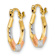 14k Yellow Gold and Rhodium Over 14k Yellow Gold 1/2" Hoop Earrings