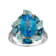 London, Swiss, and Sky Blue Topaz With Diamonds Sterling Silver Ring 7.34ctw
