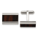 Stainless Steel Polished Black Koa Wood Inlay Rectangle Cufflinks