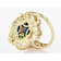 Multi-Color Blended Turquoise and Filigree Ring In 18K Gold Over
Sterling Silver 14x11mm