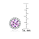 Pink CZ Halo Stud Earrings In Sterling Silver