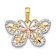 14k Tri-color Gold Diamond-Cut Butterfly Pendant