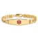 14k Yellow Gold Medical Soft Diamond Shape Red Enamel Flat Curb Link ID Bracelet