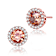 Coffee Color CZ Halo Stud Earrings In 18K Rose Gold Over Sterling Silver