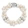 Rhodium Over Sterling Silver 7-8mm White Freshwater Cultured Pearl
2-Strand CZ Fancy Bracelet