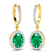 2.0ctw 14K Yellow Gold  Zambian Green Emerald and White Diamond Halo Earrings